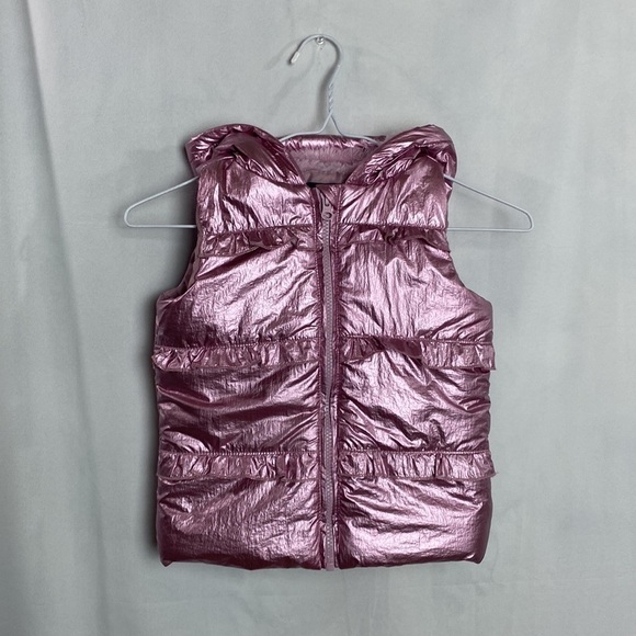𝅺andy & EVAN Pink Metallic Puffer Vest 4T with Fur Hood - Picture 3 of 9